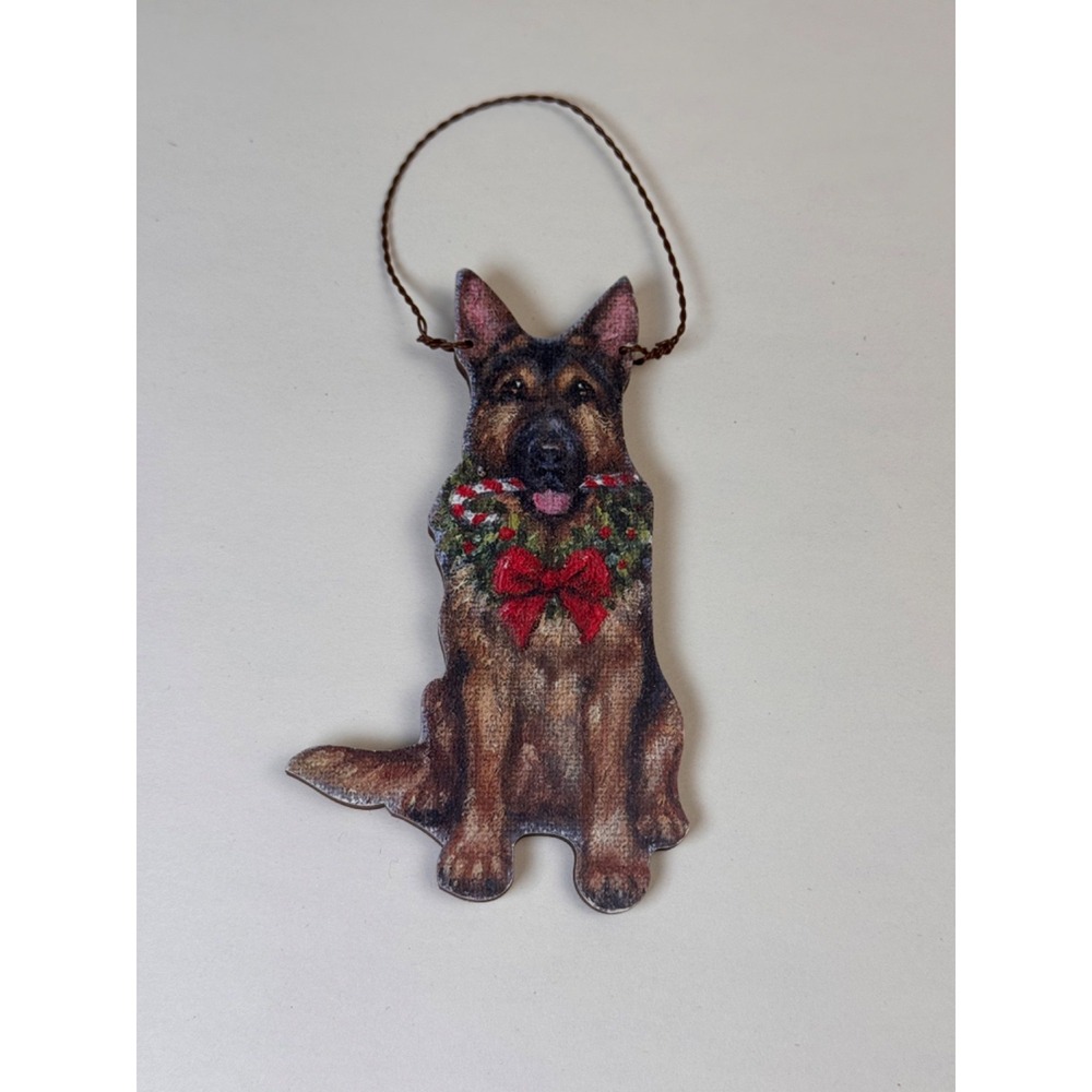 Primitives by Kathy German Shepherd Candy Cane Christmas Ornament 5.25 Inch